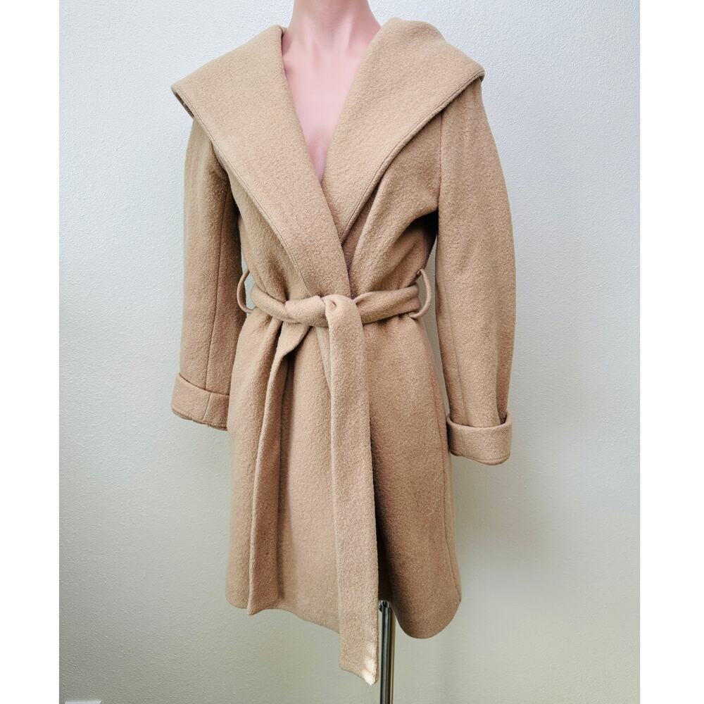 Wilfred Acre Robe Coat Chasm Tan Hooded Tie Belt XXS